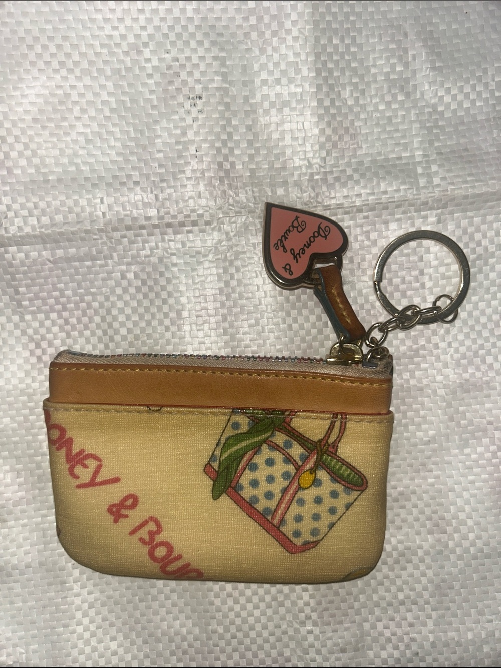 Dooney & Bourke vintage Y2K Coin Pouch with Pink Heart Key Charm - Picture 2 of 4